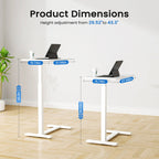 JIOABL Adjustable Overbed Bedside Table with Hidden Wheels for Hospital