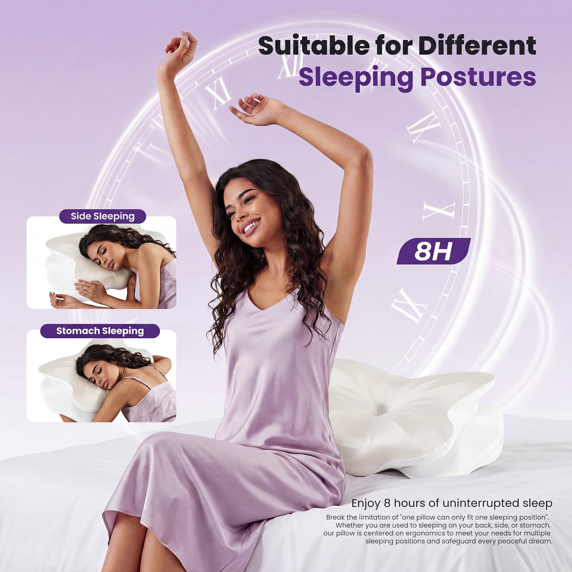 JIOABL Cervical Memory Foam Pillow, Contour Design with 2 Heights, Breathable Cover, Neck Support for Side Back Sleepers