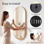 JIOABL Oval Mirror, Shatterproof Tempered Glass, Aluminum Alloy Frame for Bedroom, Hallway, Living Room