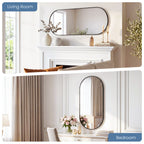 JIOABL Oval Mirror, Shatterproof Tempered Glass, Aluminum Alloy Frame for Bedroom, Hallway, Living Room