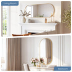 JIOABL Oval Mirror, Shatterproof Tempered Glass, Aluminum Alloy Frame for Bedroom, Hallway, Living Room