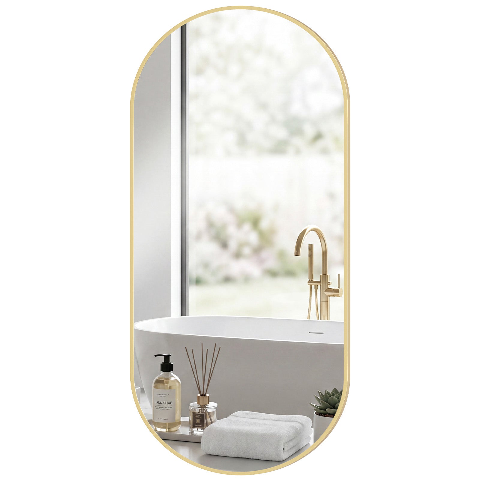 JIOABL Oval Mirror, Shatterproof Tempered Glass, Aluminum Alloy Frame for Bedroom, Hallway, Living Room