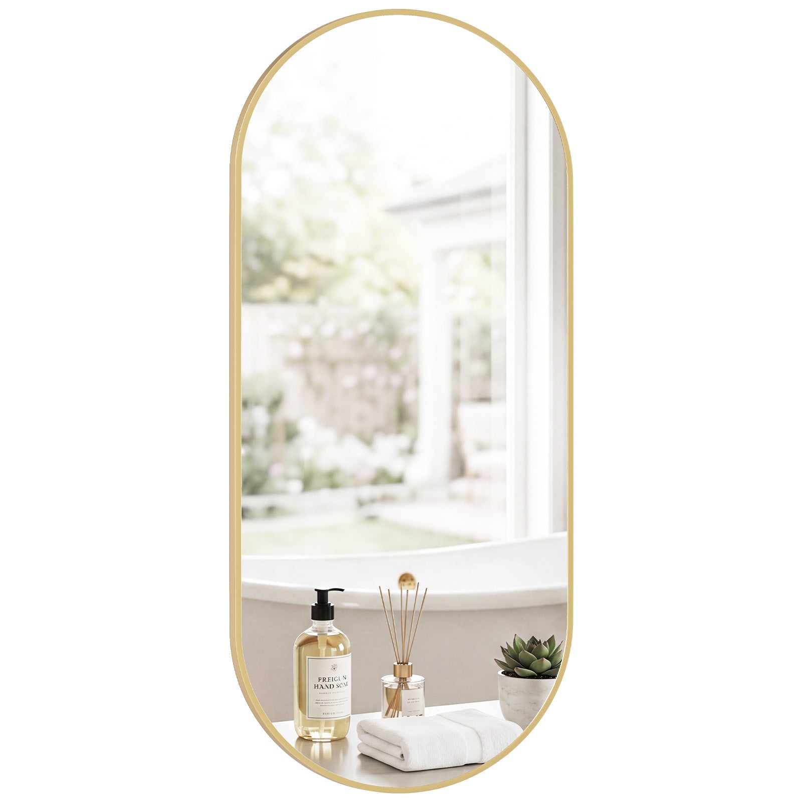 JIOABL Oval Mirror, Shatterproof Tempered Glass, Aluminum Alloy Frame for Bedroom, Hallway, Living Room