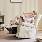 JIOABL Swivel Rocker Recliner Chair with Massage and Heat, Adjustable Recline, Chenille Fabric