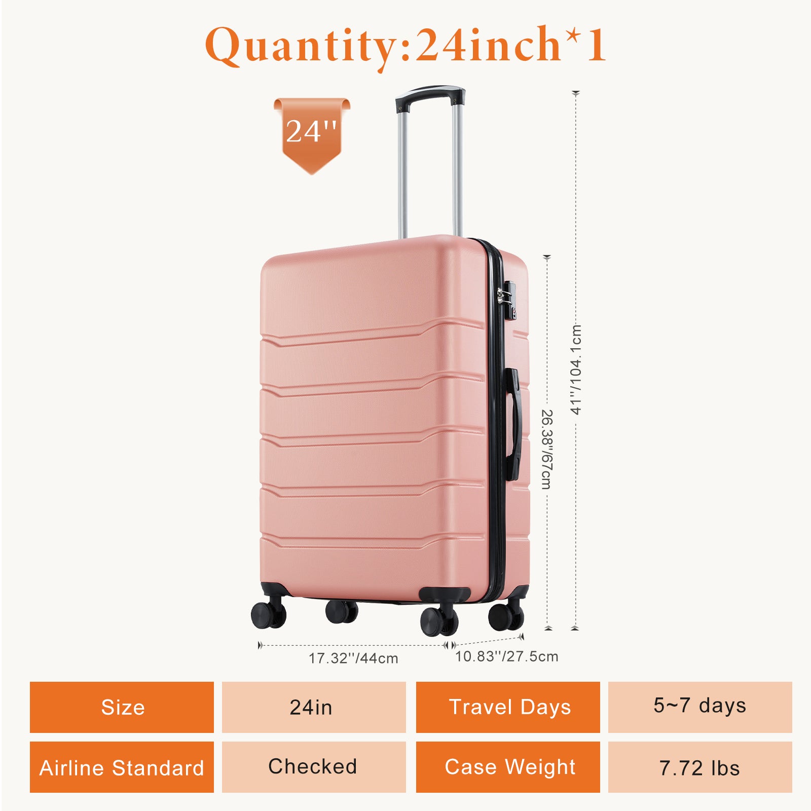 JIOABL Carry on Luggage, Hard Shell ABS Suitcase with Double Spinner Wheels, Lightweight Expandable Rolling Suit Case with TSA Lock