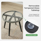 JIOABL Outdoor Bistro Set, Wicker Chairs & Glass Top Table for Patio, Balcony, Porch, Backyard