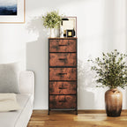 JIOABL 5-Drawer Fabric Dresser with Metal Frame and Wooden Top TV Stand - Perfect for Clothes, Living Room, Hallway, Entryway