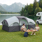 JIOABL 8 Person Camping Tent with Room Divider, Waterproof Polyester, Easy Setup, Portable with Carry Bag, Stakes & Ropes for Outdoor Camping