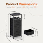 JIOABL Nightstand with USB & Type-C Charging, Fabric Drawers, Metal Frame