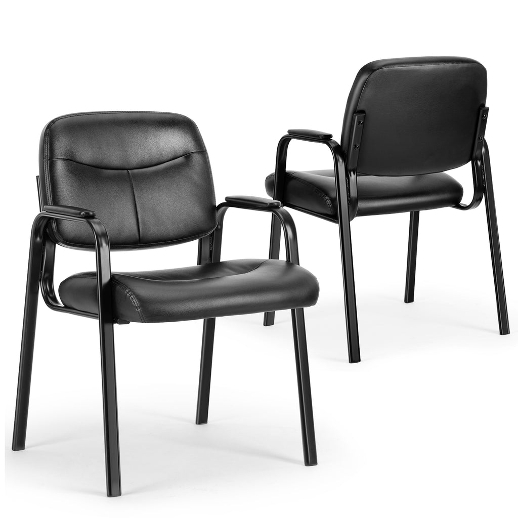 JIOABL Waiting Room Chairs No Wheels, Leather Stationary Office Reception Guest Chair with Padded Arms for Elderly Desk Conference Room Lobby Table Side Salon