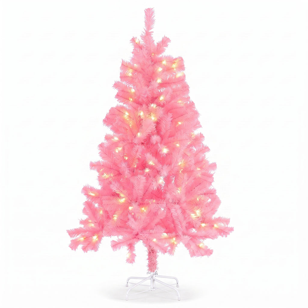 JIOABL Pre-Lit Artificial Christmas Tree, Pre Strung LED Lights, Indoor Xmas Holiday Decor with Metal Stand