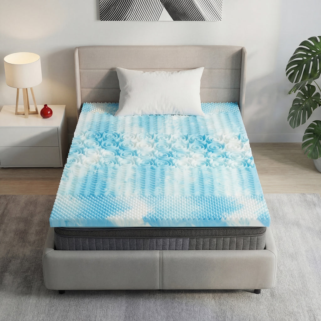 JIOABL Memory Foam Mattress Topper, 5-Zone Support, Gel Infused Cooling, Pressure Relief, CertiPUR-US for Bed, Sofa, RV