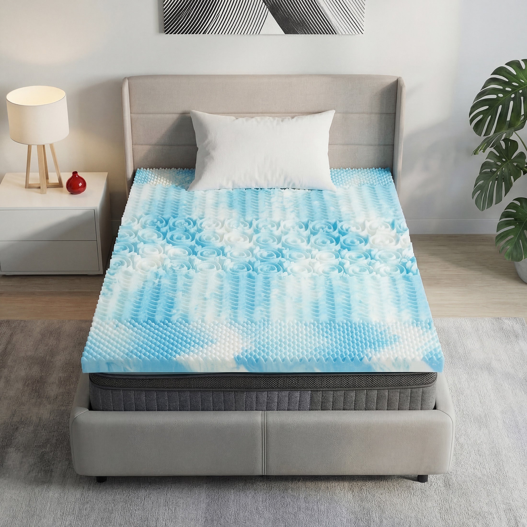 JIOABL Memory Foam Mattress Topper, 5-Zone Support, Gel Infused Cooling, Pressure Relief, CertiPUR-US for Bed, Sofa, RV