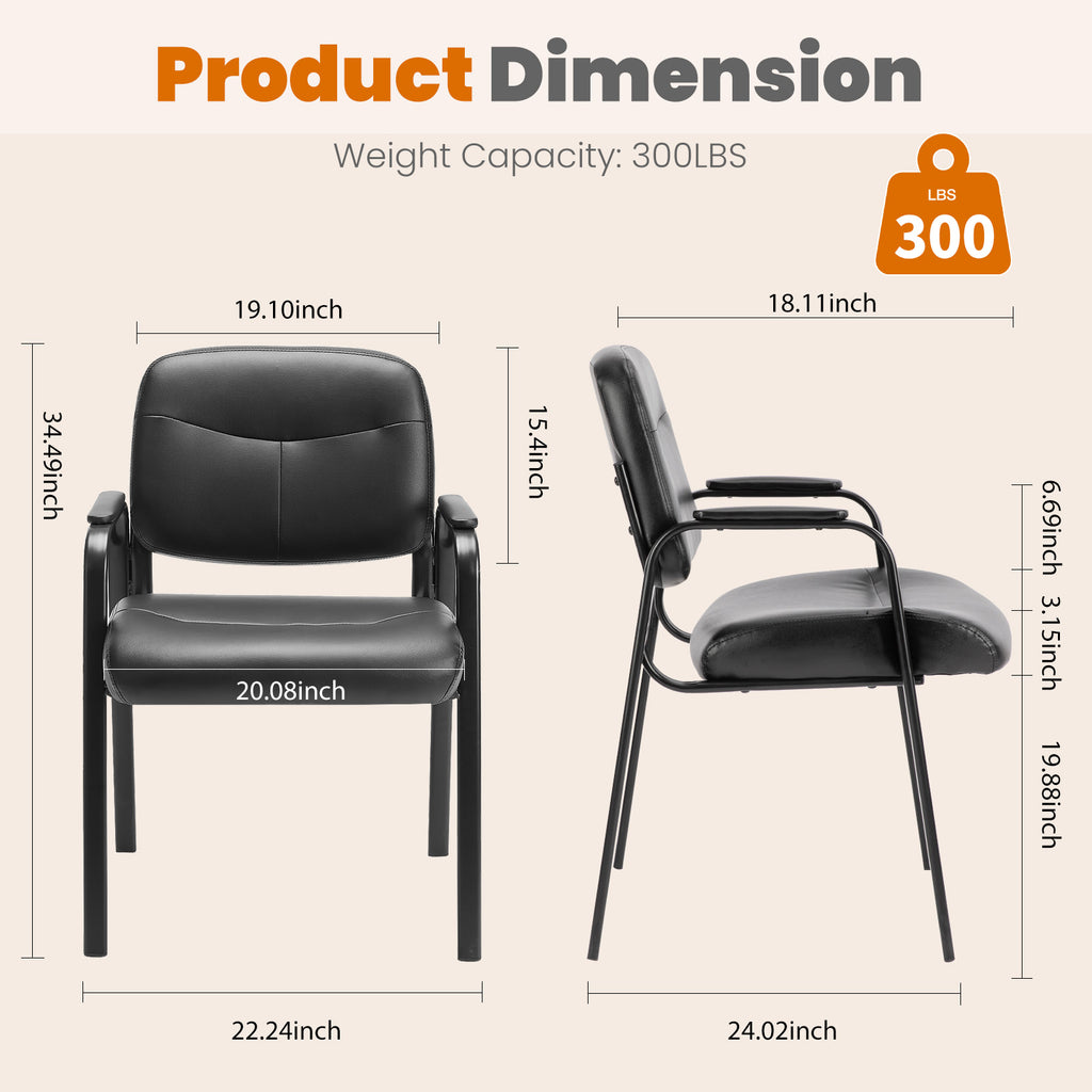 JIOABL Waiting Room Chairs No Wheels, Leather Stationary Office Reception Guest Chair with Padded Arms for Elderly Desk Conference Room Lobby Table Side Salon