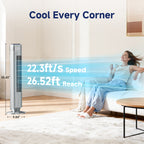 JIOABL Bladeless Tower Fan: 5 Speed Settings, 4 Modes, 25Ft/s Breeze, & Customizable Timer for Peaceful Sleep & Optimal Airflow