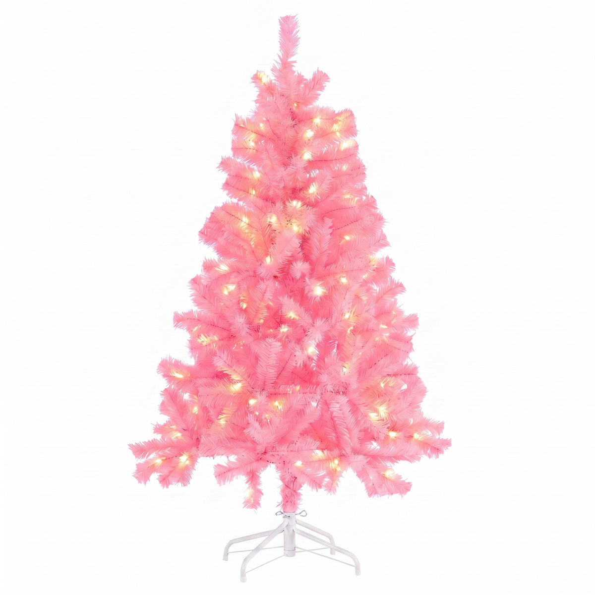 JIOABL Pre-Lit Artificial Christmas Tree, Pre Strung LED Lights, Indoor Xmas Holiday Decor with Metal Stand