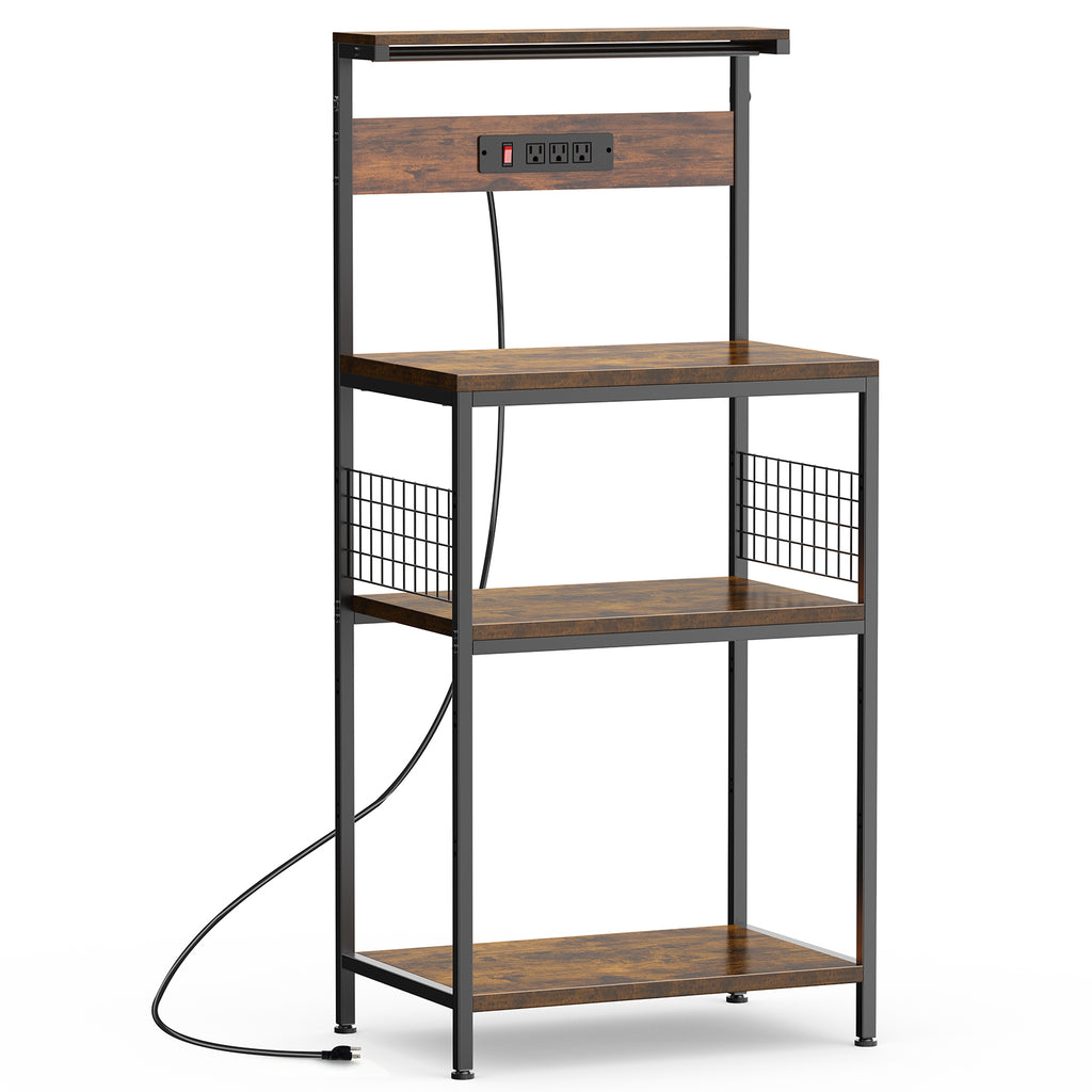 JIOABL Baker's Rack with top plate and Microwave Stand Organizer Storage Shelf for Kitchen - Ideal for Snacks, Coffee Bar, Plant Stand, or Study Room Decor Shelf