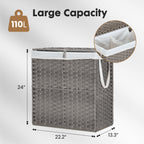 JIOABL Laundry Hamper with Lid, Clothes Hamper with Removable Liner Bags, Synthetic Rattan Laundry Basket for Clothes Toys in Bathroom Bedroom