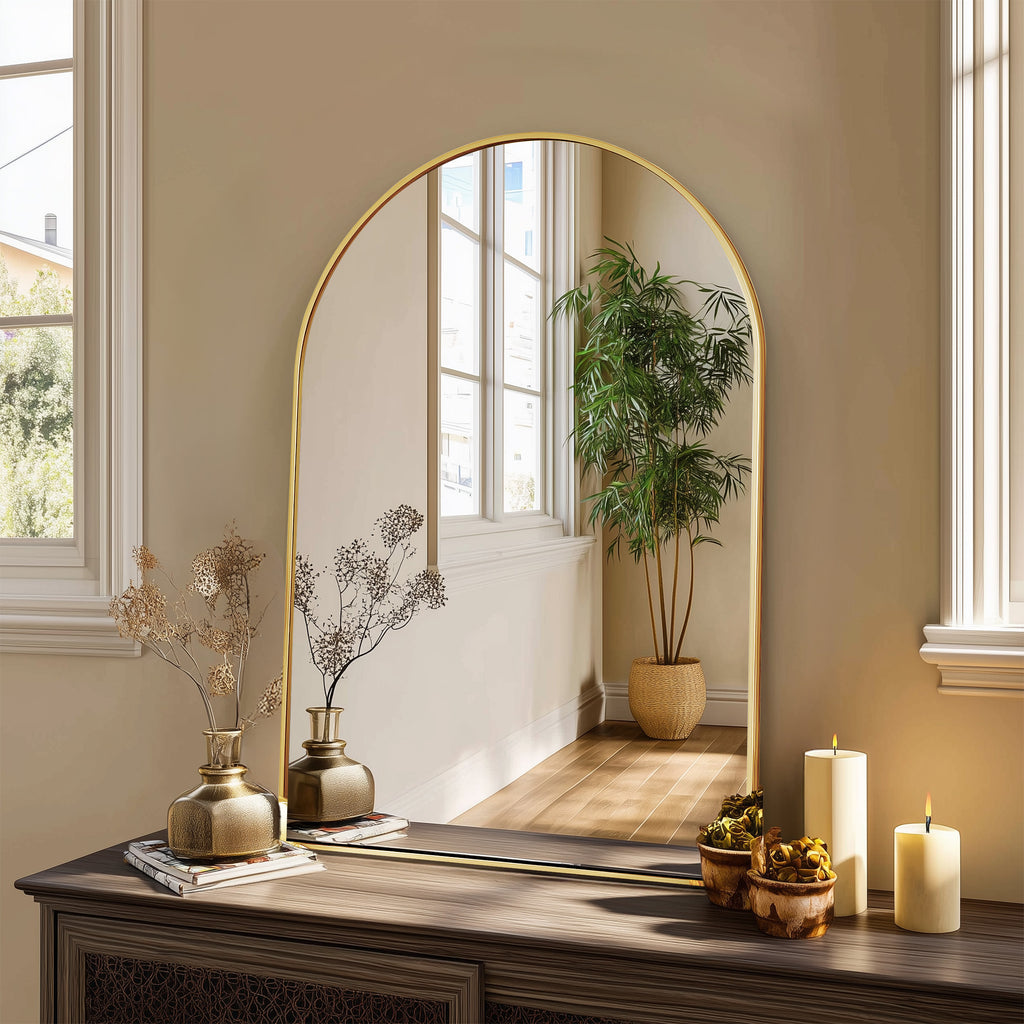 MCQ  Shatterproof Bathroom Mirror with Black Metal Frame - Tempered Glass, 2 Sided, Anti-Rust for Vanity Wall Decor