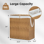 JIOABL Laundry Hamper with Lid, Clothes Hamper with Removable Liner Bags, Synthetic Rattan Laundry Basket for Clothes Toys in Bathroom Bedroom