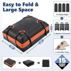 JIOABL Waterproof Car Roof Bag, 15 Cu Ft Rooftop Cargo Carrier with 6 Safety Hooks, Anti-Slip Mat, Lock, and Storage Bag for Cars & SUVs