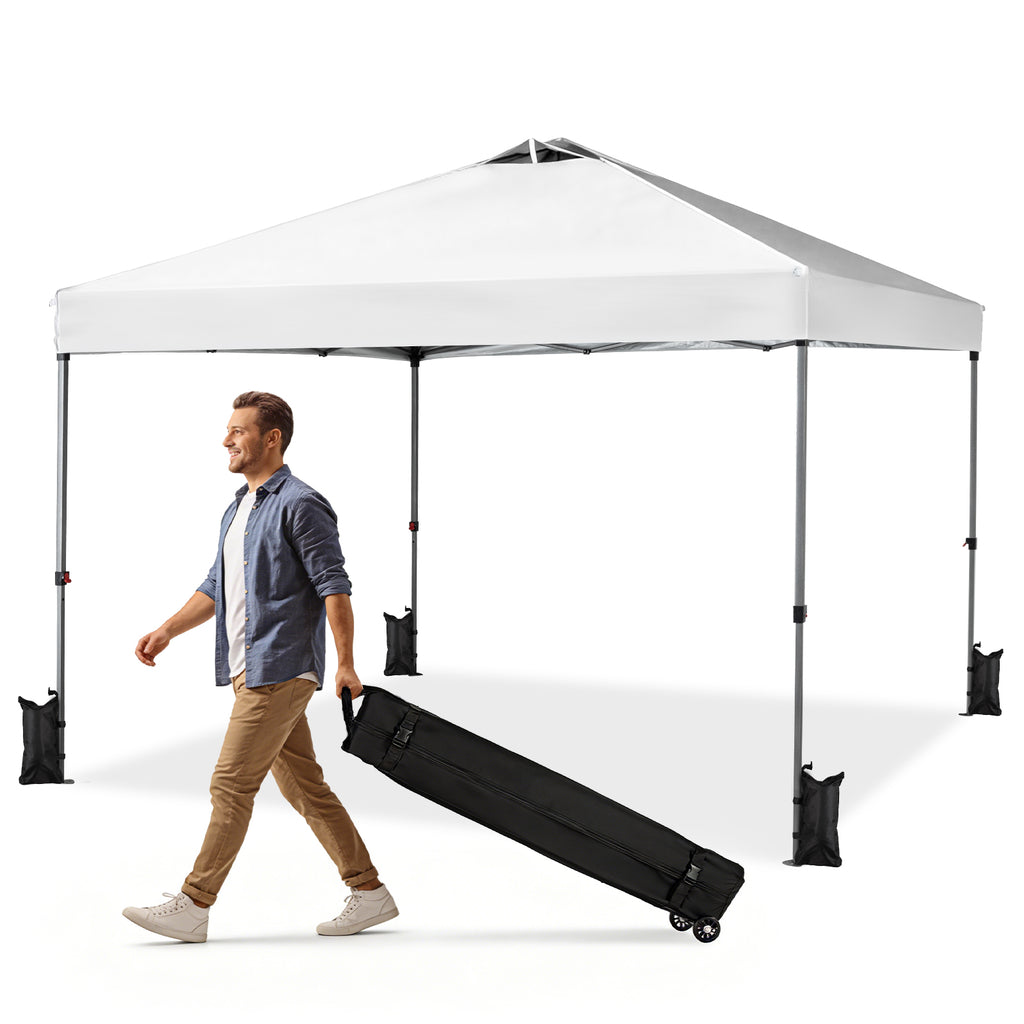 JIOABL 10x10ft One-Touch Instant Canopy, Waterproof, UV-Resistant, Heavy-Duty & Corrosion-Proof for Effortless Outdoor Shelter, White