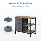 JIOABL 3-Drawer Mobile File Cabinet - Stylish Rolling Storage Solution with Open Shelf for Home Office