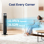 JIOABL Bladeless Tower Fan: 5 Speed Settings, 4 Modes, 25Ft/s Breeze, & Customizable Timer for Peaceful Sleep & Optimal Airflow