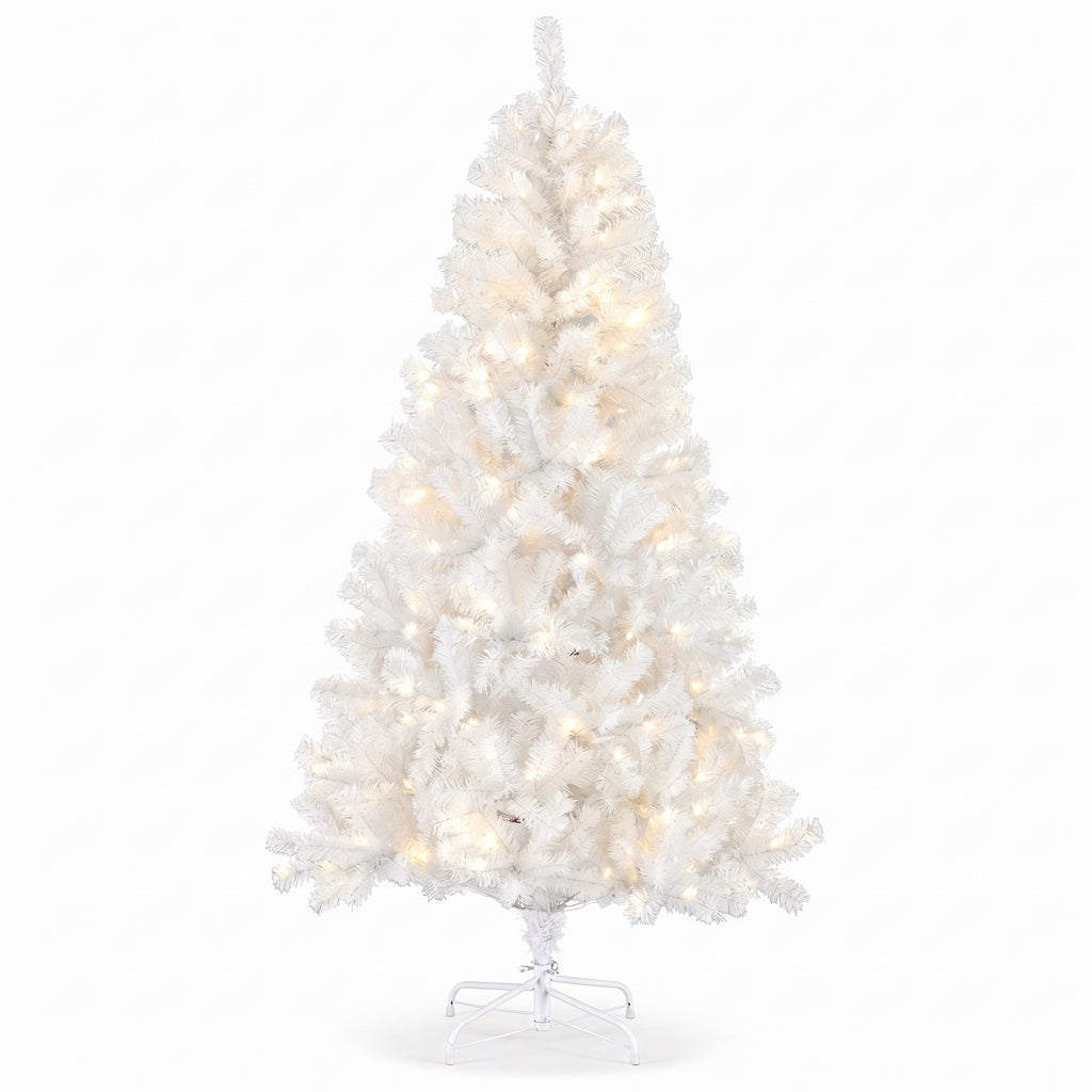 JIOABL Pre-Lit Artificial Christmas Tree, Pre Strung LED Lights, Indoor Xmas Holiday Decor with Metal Stand