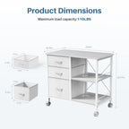 JIOABL 3-Drawer Mobile File Cabinet - Stylish Rolling Storage Solution with Open Shelf for Home Office