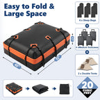 JIOABL Waterproof Car Roof Bag, 15 Cu Ft Rooftop Cargo Carrier with 6 Safety Hooks, Anti-Slip Mat, Lock, and Storage Bag for Cars & SUVs