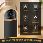 JIOABL Tall Tower Flame Heater with Light | 1500W, 4 Functions, 3s Quick Heat, 2 Heat Settings, Low Noise, Oscillation & Timer