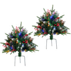 JIOABL Lighted Christmas Urn Filler, 24 in Artificial Pine Branches with 50 Warm White LEDs, 8 Modes and Timer, Indoor Outdoor Decor
