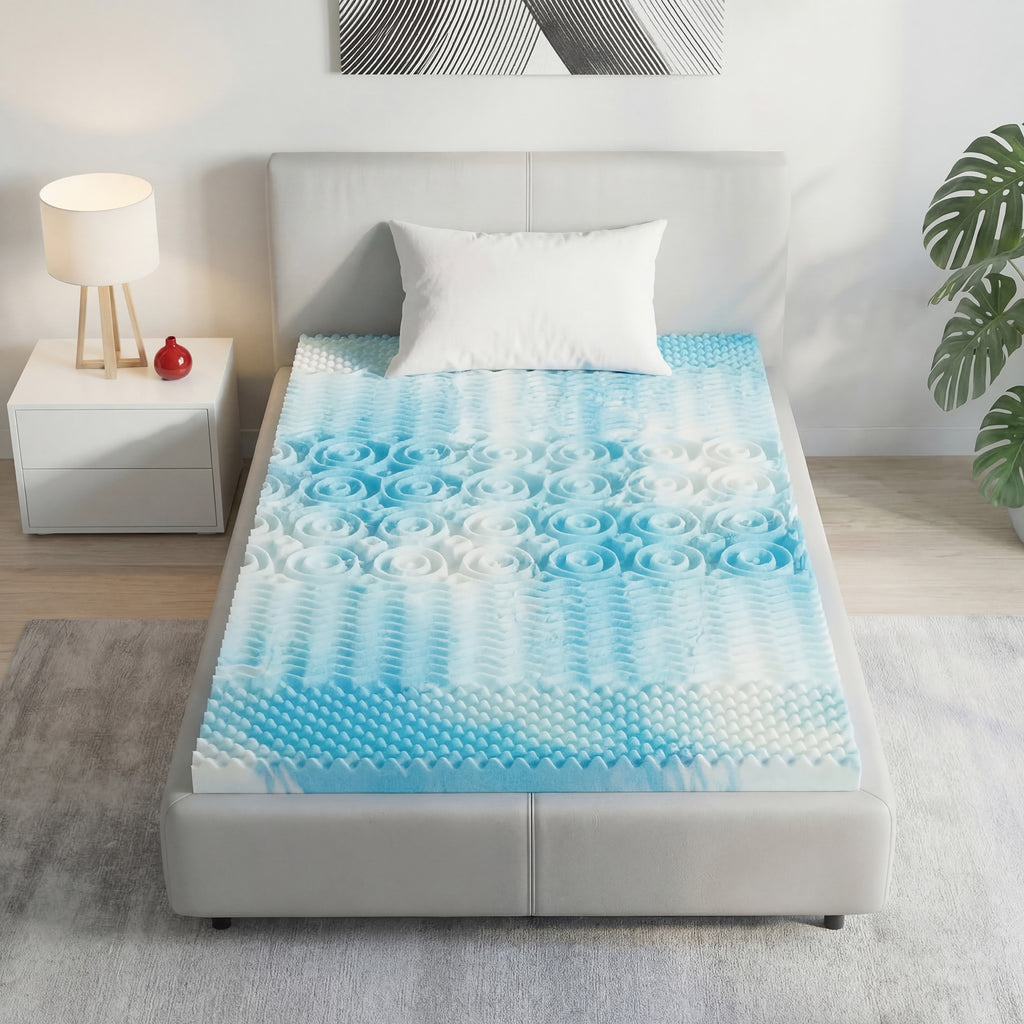 JIOABL Memory Foam Mattress Topper, 5-Zone Support, Gel Infused Cooling, Pressure Relief, CertiPUR-US for Bed, Sofa, RV
