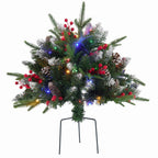 JIOABL Lighted Christmas Urn Filler, 24 in Artificial Pine Branches with 50 Warm White LEDs, 8 Modes and Timer, Indoor Outdoor Decor