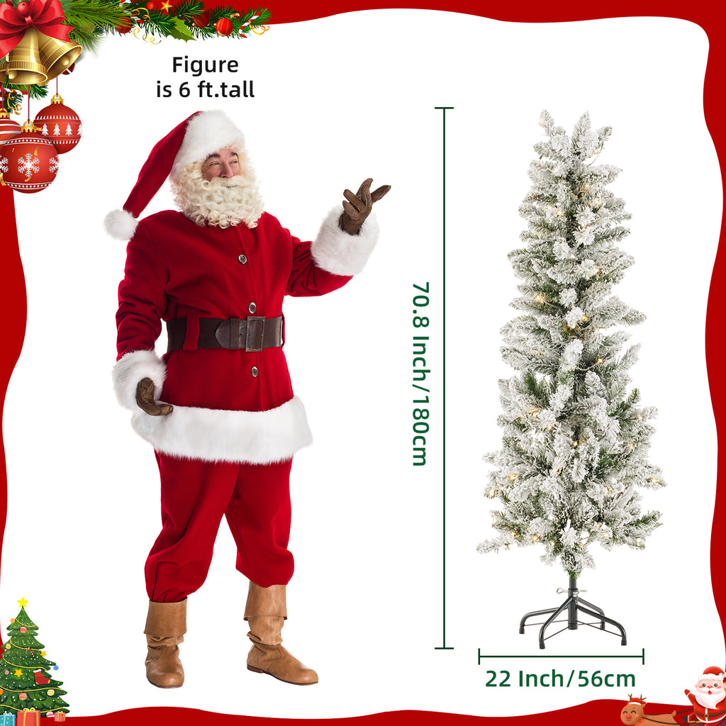 JIOABL Pre-Lit Fraser Fir Pencil Artificial Christmas Tree, Offering 8 Warm Light Modes