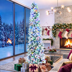 JIOABL Pre-Lit Fraser Fir Pencil Artificial Christmas Tree, Premium Multicolor LED Lights