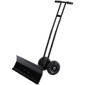 JIOABL 36 inch Snow Pusher with Wheels, Galvanized Steel Snow Plow, Adjustable Blade Angle & Handle for Driveway, Sidewalk & Walkway