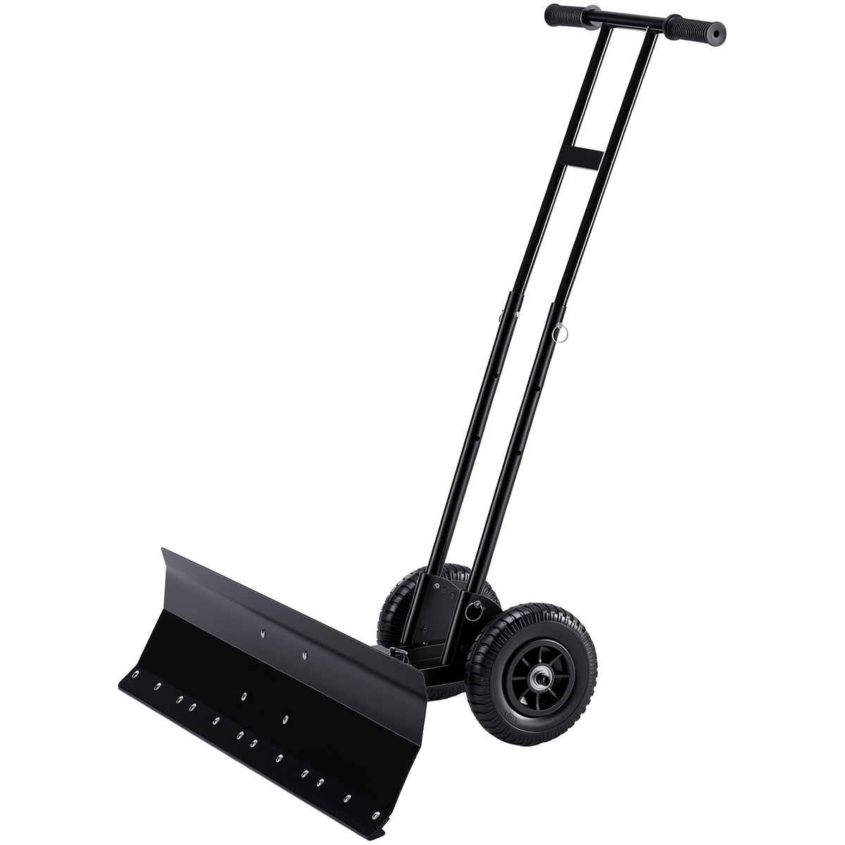 JIOABL 36 inch Snow Pusher with Wheels, Galvanized Steel Snow Plow, Adjustable Blade Angle & Handle for Driveway, Sidewalk & Walkway