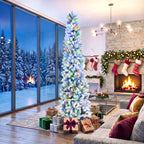 JIOABL Pre-Lit Fraser Fir Pencil Artificial Christmas Tree, Premium Multicolor LED Lights