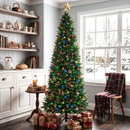 JIOABL Pre-Lit Fraser Fir Pencil Artificial Christmas Tree, Premium Multicolor LED Lights