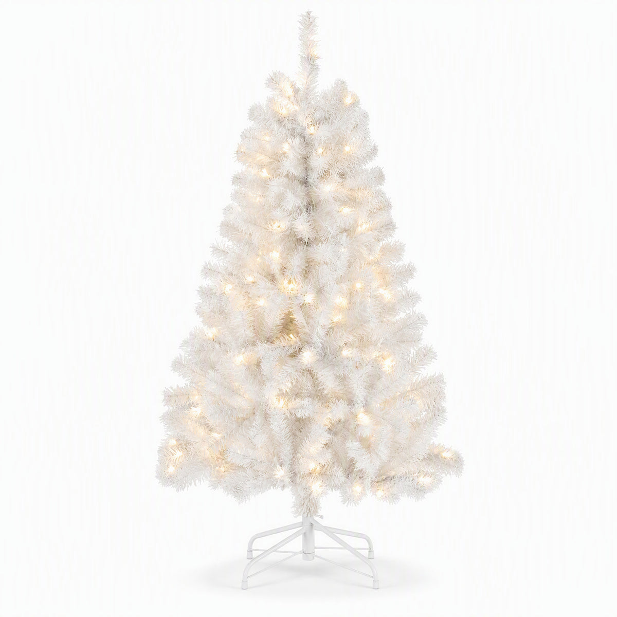 JIOABL Pre-Lit Artificial Christmas Tree, Pre Strung LED Lights, Indoor Xmas Holiday Decor with Metal Stand