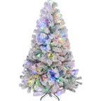 JIOABL Flocked Pre-lit Artificial Christmas Tree with Premium Multicolor Lights