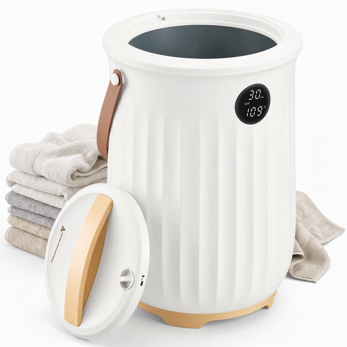 JIOABL 20L Towel Warmer, with Handle & Aroma Disc Holder, Holds Two 40“x70” Oversized Towels, Suitable for Robes, Blankets & Pajamas