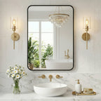 JIOABL Square with Rounded Corners Bathroom Mirror, Aluminum Wall-Mounted Tempered Glass Mirror - Perfect for Bathroom, Bedroom & Living Room