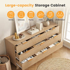JIOABL Wood Dresser with Fluted Panel Design, Modern Storage Cabinet for Bedroom, Living Room, Hallway, Natural Oak