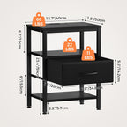 JIOABL Nightstand with USB & Type-C Charging, Fabric Drawers, Metal Frame