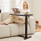 JIOABL Adjustable Overbed Bedside Table with Hidden Wheels for Hospital