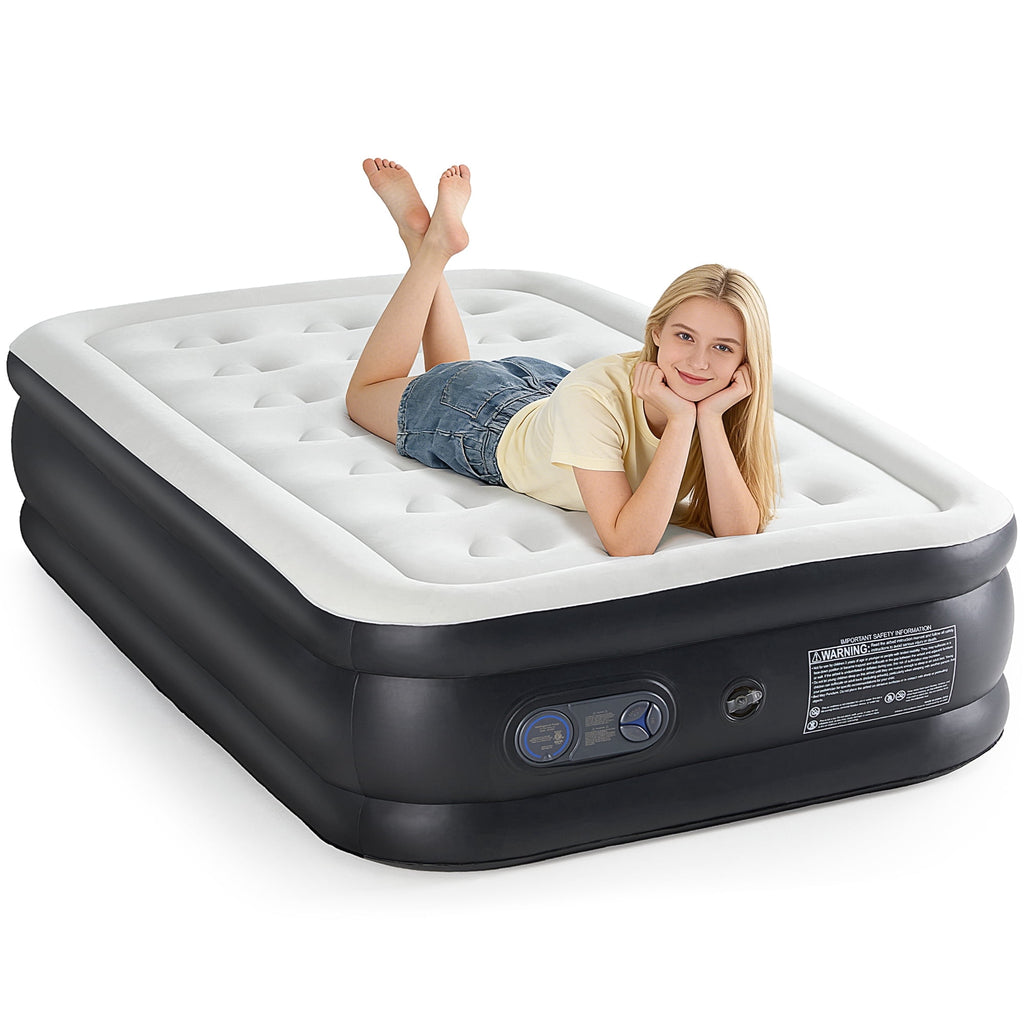 JIOABL  Air Mattress, Portable Low Noise Colchone Inflable with Built in Pump, Maximum Weight Capacity 600 lbs Air Bed for Camping, Beach, Outdoor