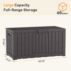 JIOABL 60-Gallon Waterproof Deck Box, UV-Resistant Resin, Lockable with Handles, Ideal for Patio Cushions, Garden Tools & Pool Accessories